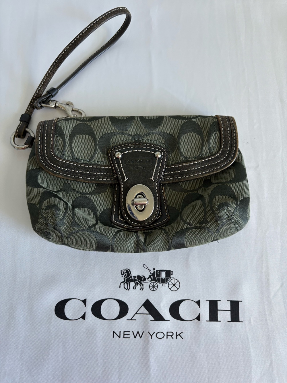 Coach Signature Wristlet Green